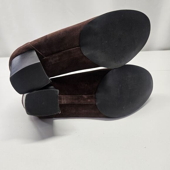 Chocolate Brown zipped suede ankle boots Brown For Women | Maje L\'Amour Des Pieds Pirisa Suede Booties Ankle Boots Size 8.5 M Chocolate Brown